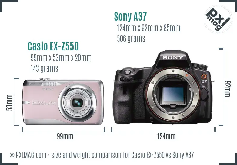 Casio EX-Z550 vs Sony A37 size comparison