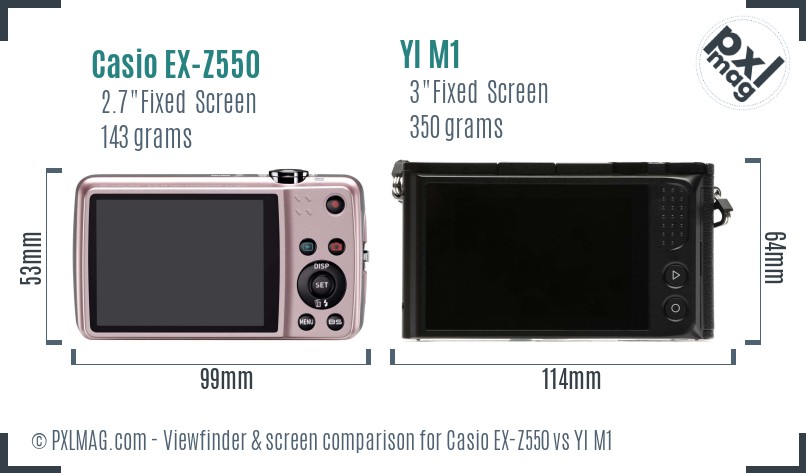 Casio EX-Z550 vs YI M1 Screen and Viewfinder comparison