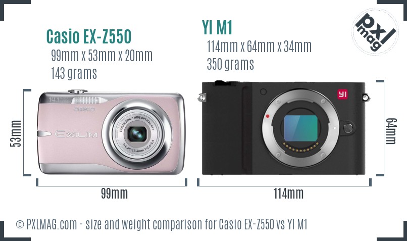 Casio EX-Z550 vs YI M1 size comparison Casio EX-Z550 vs YI M1 size comparison