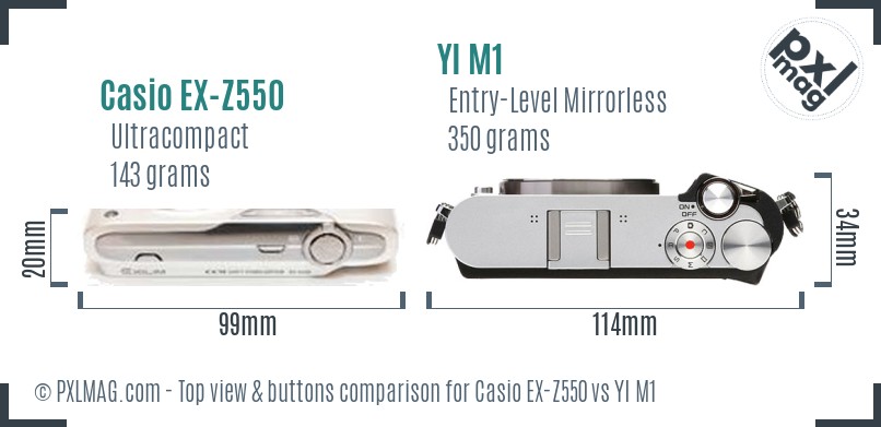Casio EX-Z550 vs YI M1 top view buttons comparison