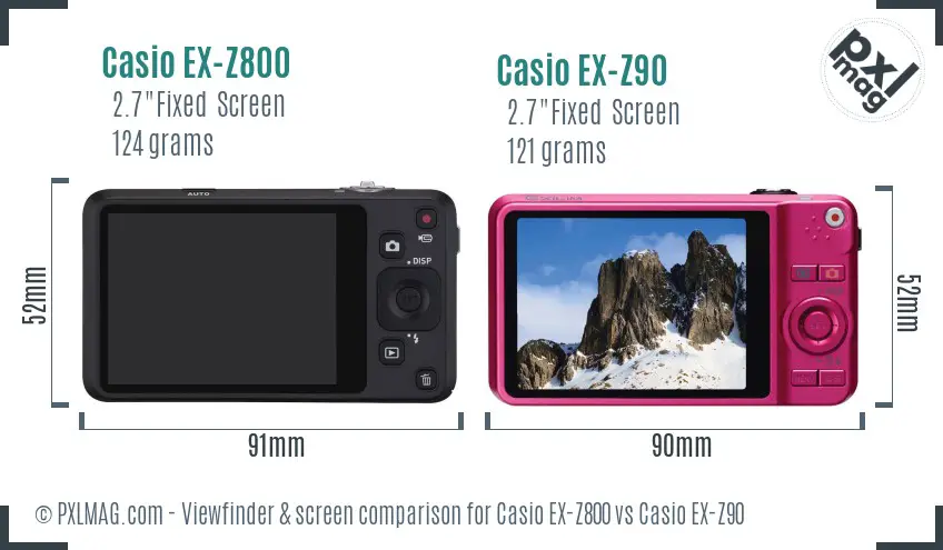 Casio EX-Z800 vs Casio EX-Z90 Screen and Viewfinder comparison