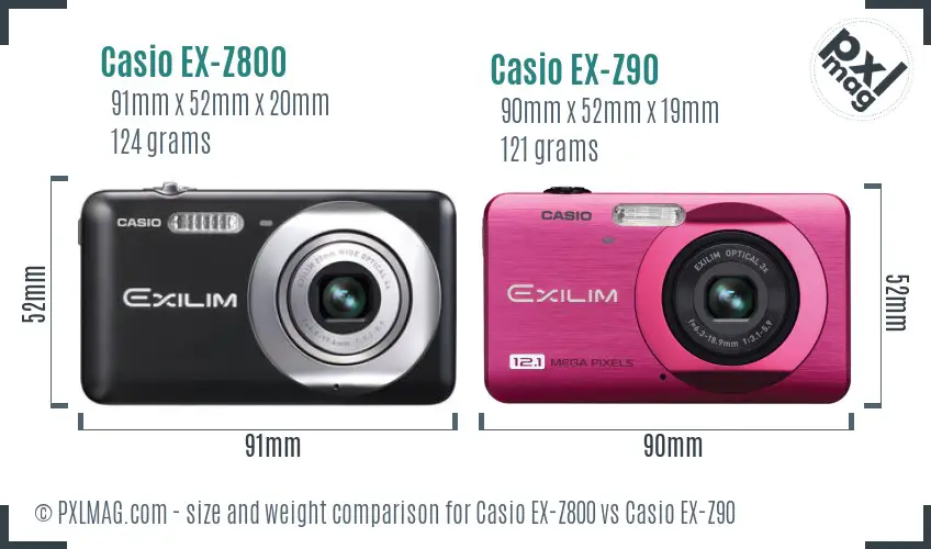 Casio EX-Z800 vs Casio EX-Z90 size comparison