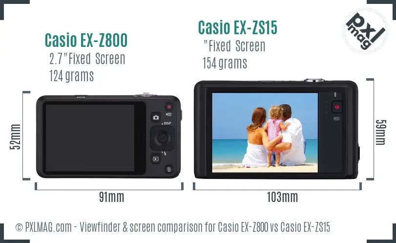 Casio EX-Z800 vs Casio EX-ZS15 Screen and Viewfinder comparison