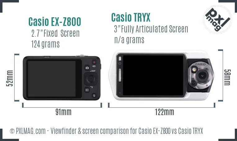 Casio EX-Z800 vs Casio TRYX Screen and Viewfinder comparison