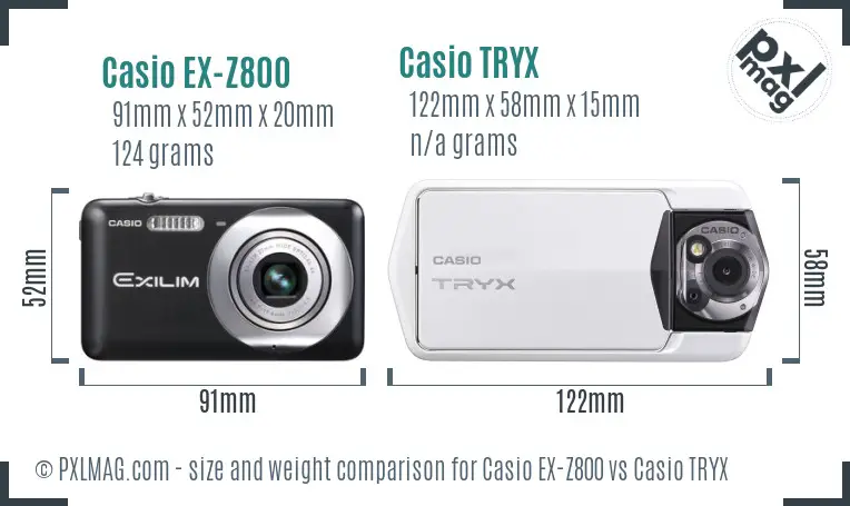 Casio EX-Z800 vs Casio TRYX size comparison