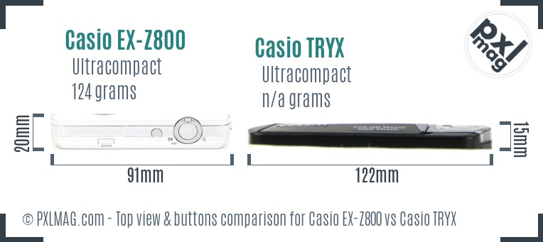 Casio EX-Z800 vs Casio TRYX top view buttons comparison