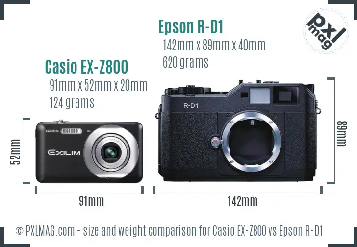 Casio EX-Z800 vs Epson R-D1 size comparison Casio EX-Z800 vs Epson R-D1 size comparison