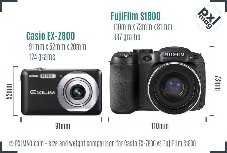 Casio EX-Z800 vs FujiFilm S1800 size comparison