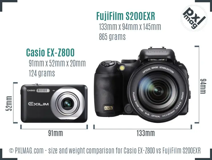Casio EX-Z800 vs FujiFilm S200EXR size comparison