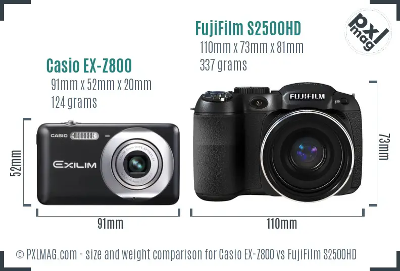 Casio EX-Z800 vs FujiFilm S2500HD size comparison