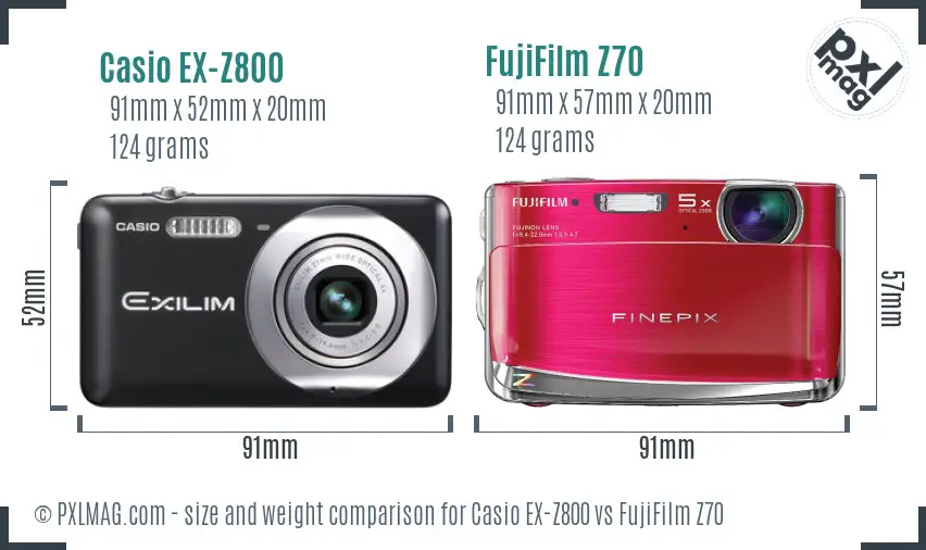 Casio EX-Z800 vs FujiFilm Z70 size comparison