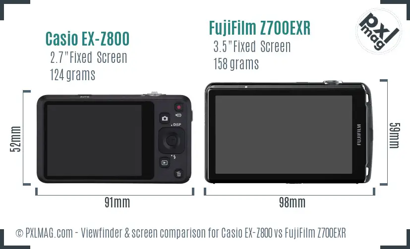 Casio EX-Z800 vs FujiFilm Z700EXR Screen and Viewfinder comparison