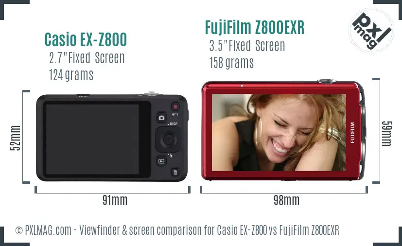 Casio EX-Z800 vs FujiFilm Z800EXR Screen and Viewfinder comparison