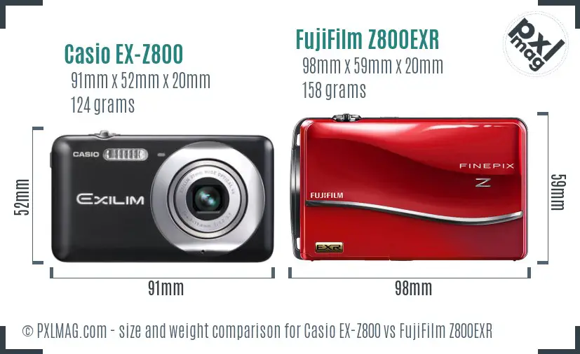 Casio EX-Z800 vs FujiFilm Z800EXR size comparison