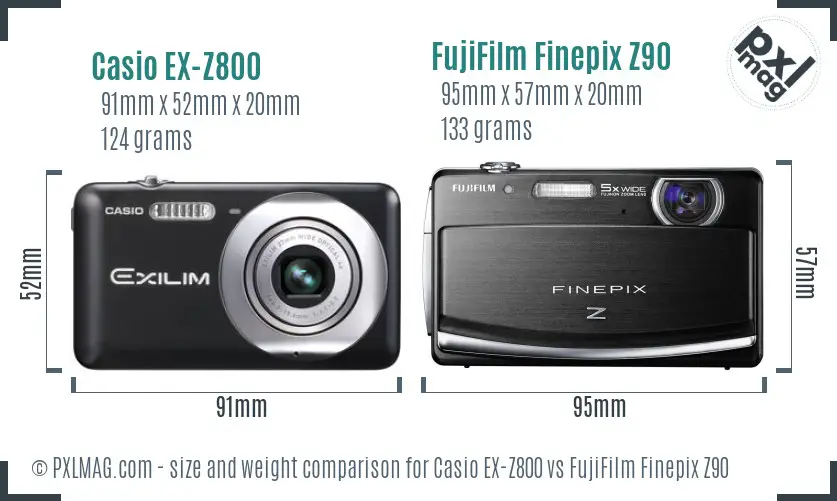 Casio EX-Z800 vs FujiFilm Finepix Z90 size comparison