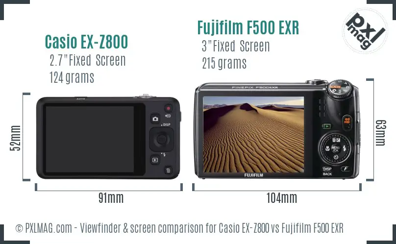 Casio EX-Z800 vs Fujifilm F500 EXR Screen and Viewfinder comparison Casio EX-Z800 vs Fujifilm F500 EXR Screen and Viewfinder comparison
