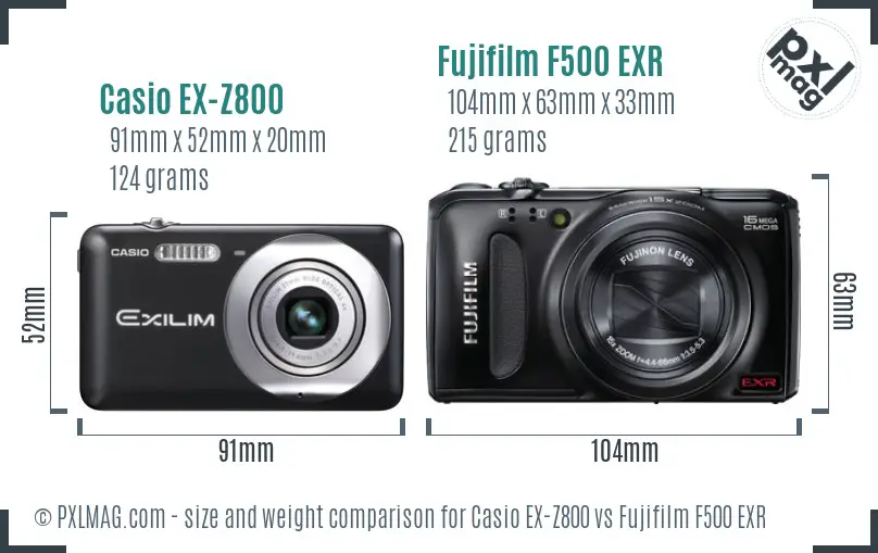 Casio EX-Z800 vs Fujifilm F500 EXR size comparison Casio EX-Z800 vs Fujifilm F500 EXR size comparison