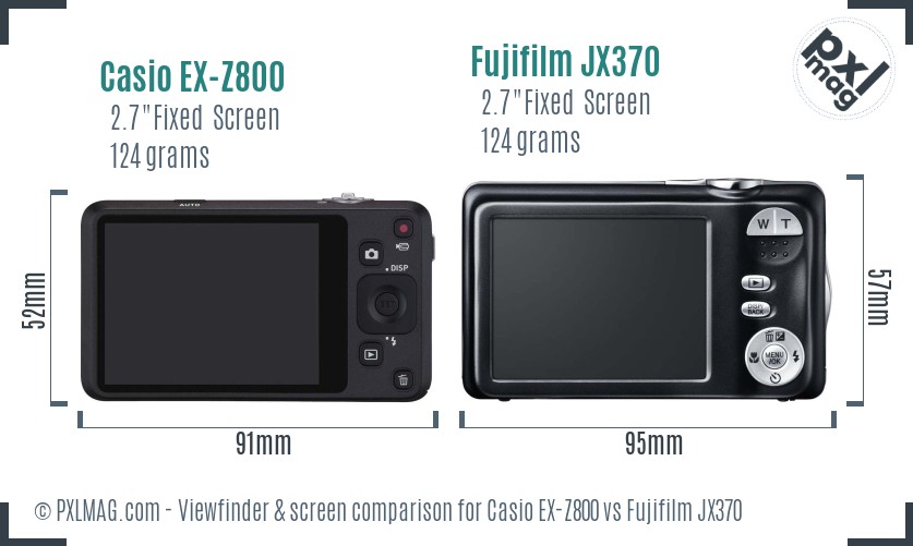 Casio EX-Z800 vs Fujifilm JX370 Screen and Viewfinder comparison