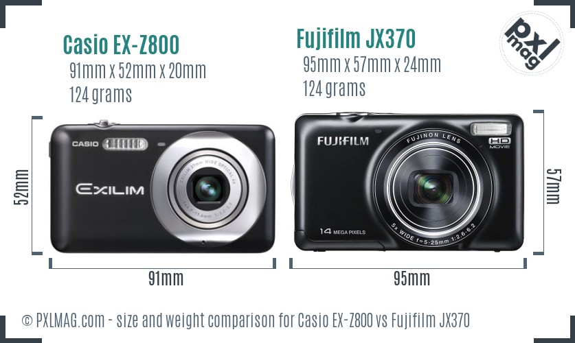 Casio EX-Z800 vs Fujifilm JX370 size comparison