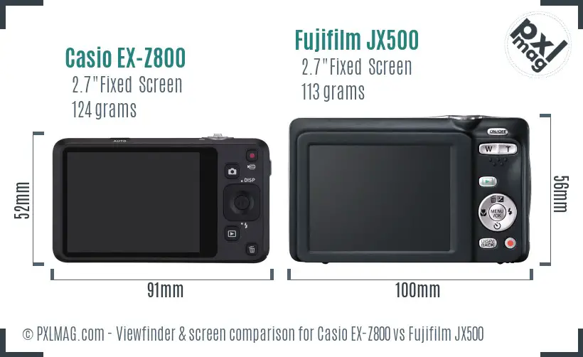 Casio EX-Z800 vs Fujifilm JX500 Screen and Viewfinder comparison