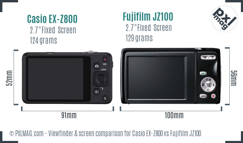 Casio EX-Z800 vs Fujifilm JZ100 Screen and Viewfinder comparison