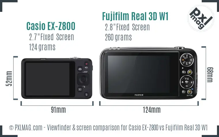 Casio EX-Z800 vs Fujifilm Real 3D W1 Screen and Viewfinder comparison Casio EX-Z800 vs Fujifilm Real 3D W1 Screen and Viewfinder comparison