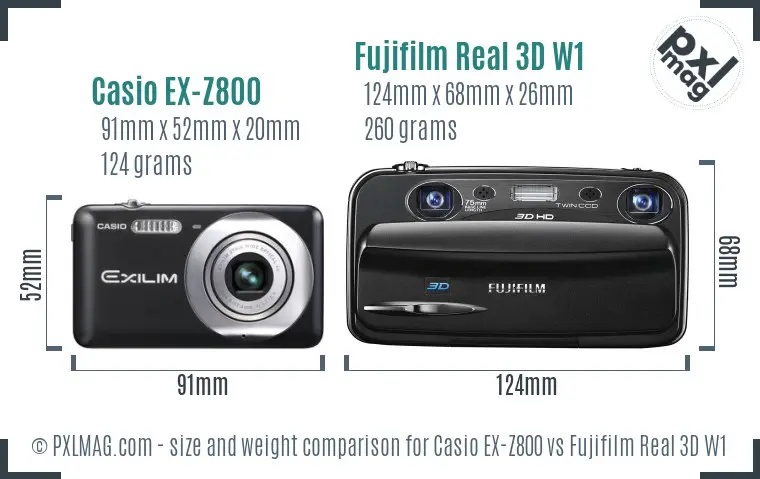 Casio EX-Z800 vs Fujifilm Real 3D W1 size comparison Casio EX-Z800 vs Fujifilm Real 3D W1 size comparison