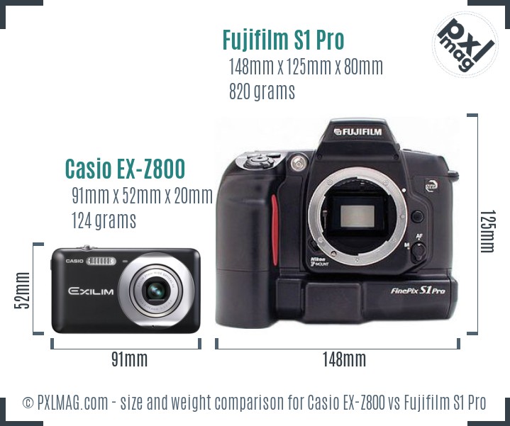 Casio EX-Z800 vs Fujifilm S1 Pro size comparison