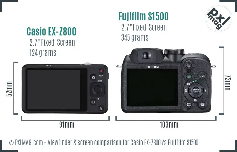Casio EX-Z800 vs Fujifilm S1500 Screen and Viewfinder comparison Casio EX-Z800 vs Fujifilm S1500 Screen and Viewfinder comparison