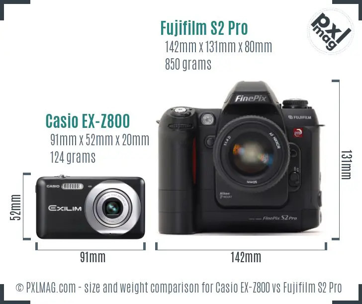 Casio EX-Z800 vs Fujifilm S2 Pro size comparison