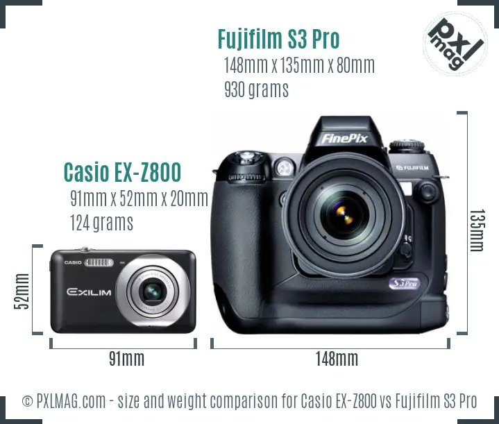 Casio EX-Z800 vs Fujifilm S3 Pro size comparison