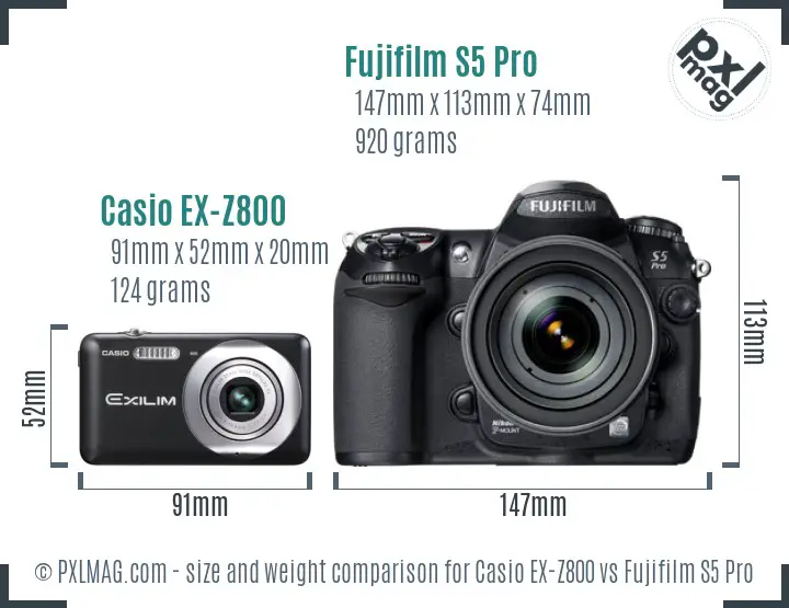 Casio EX-Z800 vs Fujifilm S5 Pro size comparison