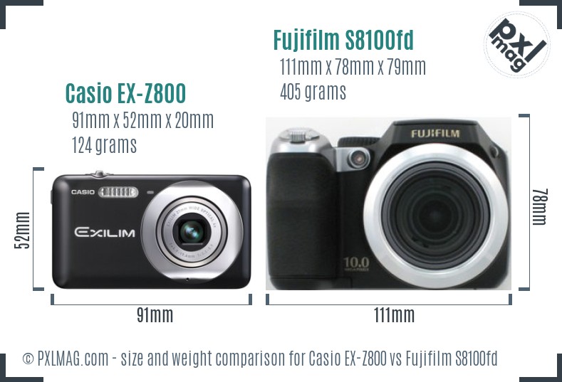 Casio EX-Z800 vs Fujifilm S8100fd size comparison Casio EX-Z800 vs Fujifilm S8100fd size comparison