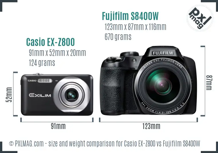 Casio EX-Z800 vs Fujifilm S8400W size comparison