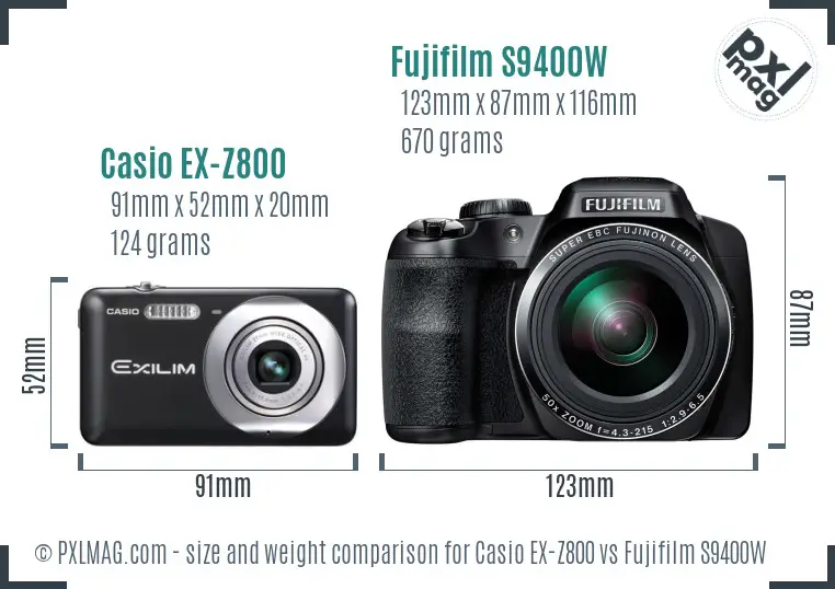 Casio EX-Z800 vs Fujifilm S9400W size comparison