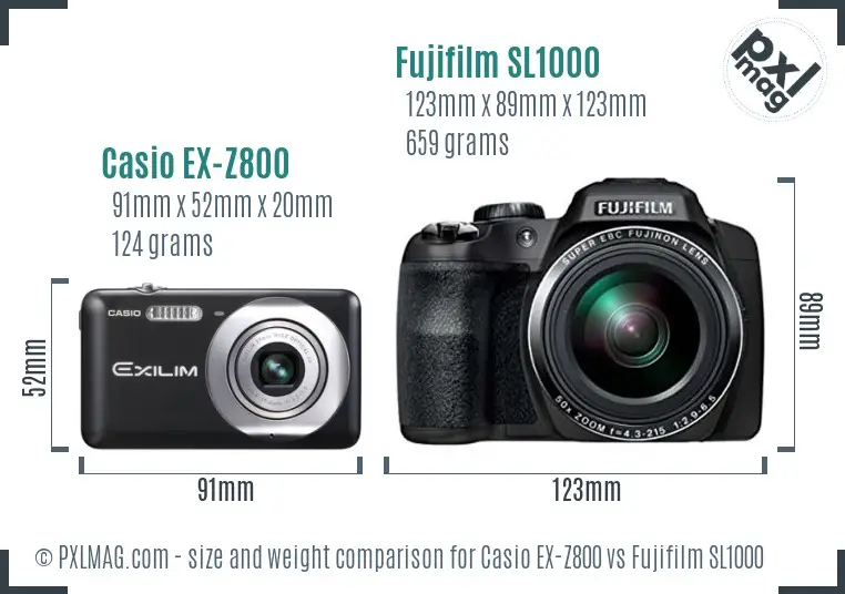 Casio EX-Z800 vs Fujifilm SL1000 size comparison Casio EX-Z800 vs Fujifilm SL1000 size comparison
