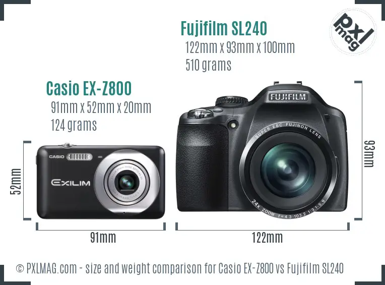 Casio EX-Z800 vs Fujifilm SL240 size comparison Casio EX-Z800 vs Fujifilm SL240 size comparison
