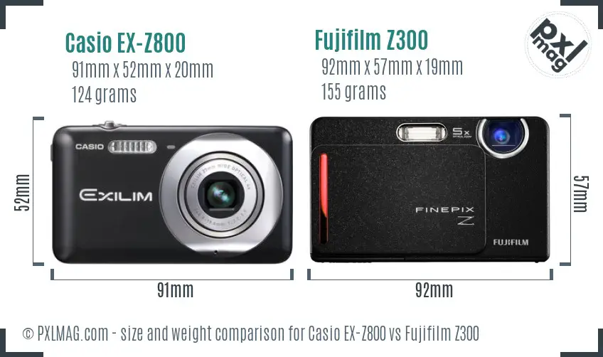 Casio EX-Z800 vs Fujifilm Z300 size comparison