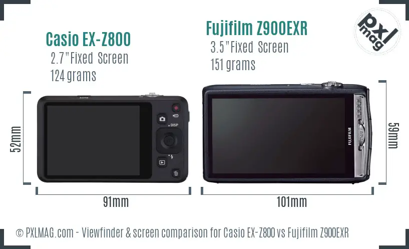 Casio EX-Z800 vs Fujifilm Z900EXR Screen and Viewfinder comparison Casio EX-Z800 vs Fujifilm Z900EXR Screen and Viewfinder comparison