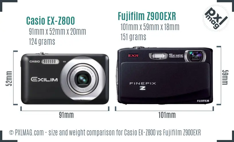 Casio EX-Z800 vs Fujifilm Z900EXR size comparison Casio EX-Z800 vs Fujifilm Z900EXR size comparison