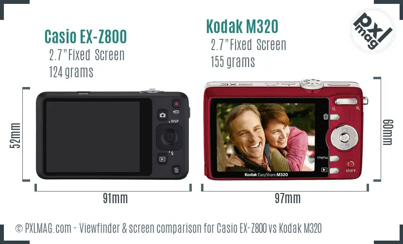 Casio EX-Z800 vs Kodak M320 Screen and Viewfinder comparison Casio EX-Z800 vs Kodak M320 Screen and Viewfinder comparison