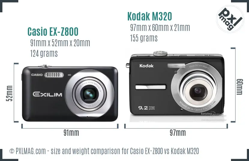 Casio EX-Z800 vs Kodak M320 size comparison Casio EX-Z800 vs Kodak M320 size comparison