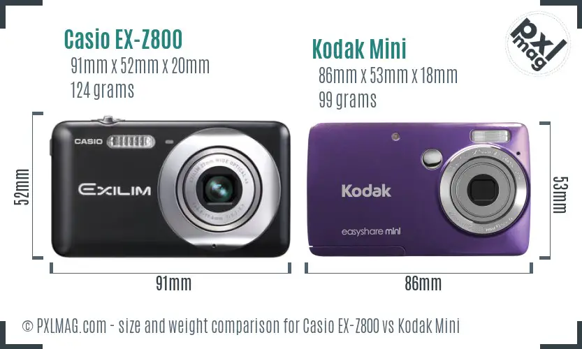 Casio EX-Z800 vs Kodak Mini size comparison Casio EX-Z800 vs Kodak Mini size comparison