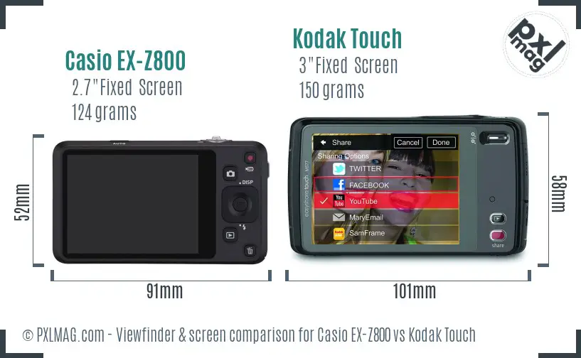 Casio EX-Z800 vs Kodak Touch Screen and Viewfinder comparison