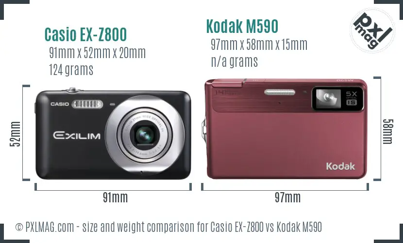 Casio EX-Z800 vs Kodak M590 size comparison