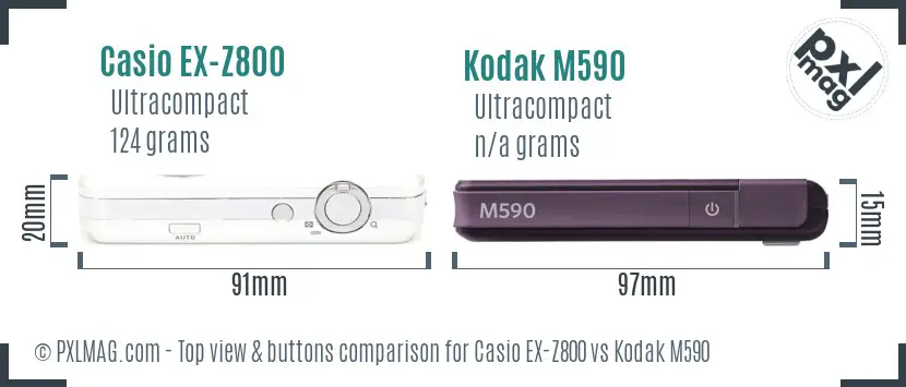 Casio EX-Z800 vs Kodak M590 top view buttons comparison