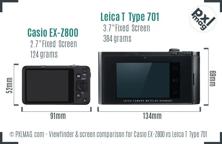 Casio EX-Z800 vs Leica T  Type 701 Screen and Viewfinder comparison
