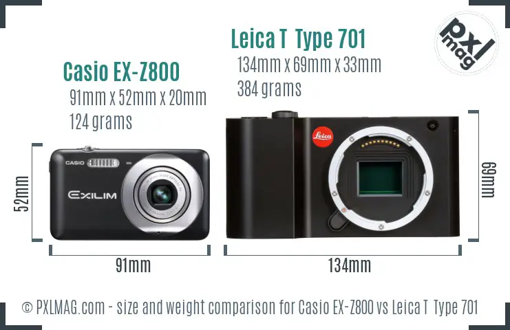 Casio EX-Z800 vs Leica T  Type 701 size comparison