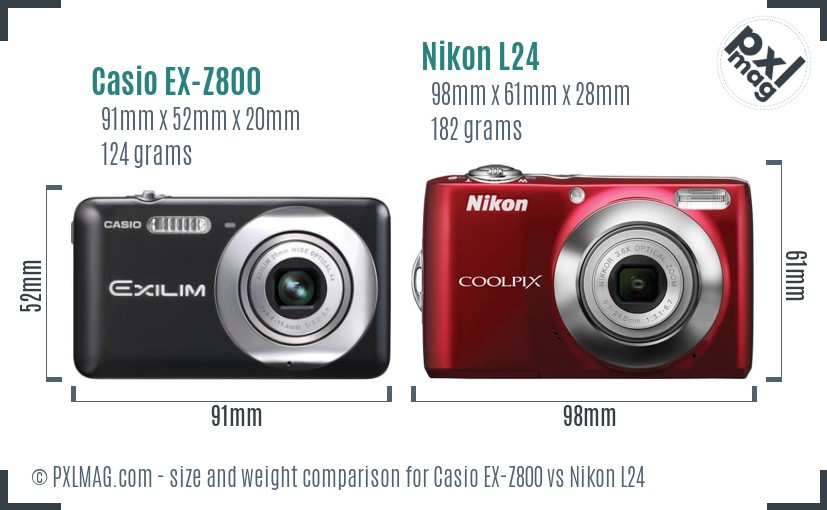 Casio EX-Z800 vs Nikon L24 size comparison