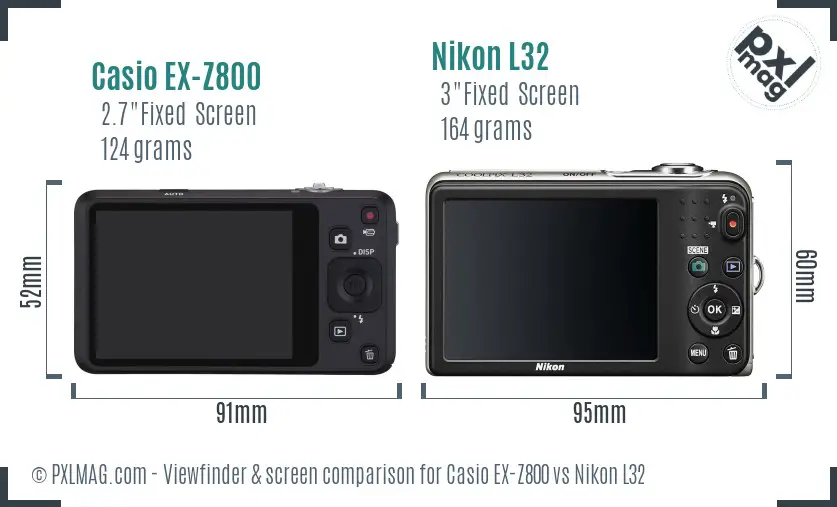 Casio EX-Z800 vs Nikon L32 Screen and Viewfinder comparison